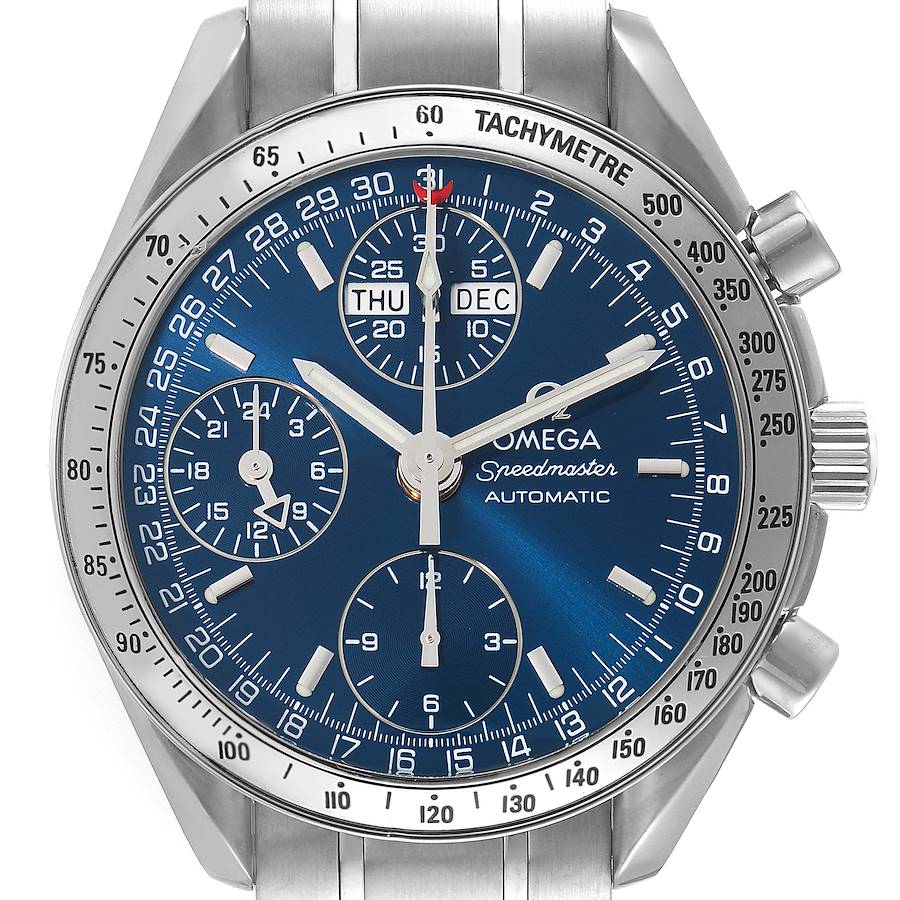 Omega Speedmaster Day-Date 39 Blue Dial Steel Mens Watch 3523.80.00 SwissWatchExpo