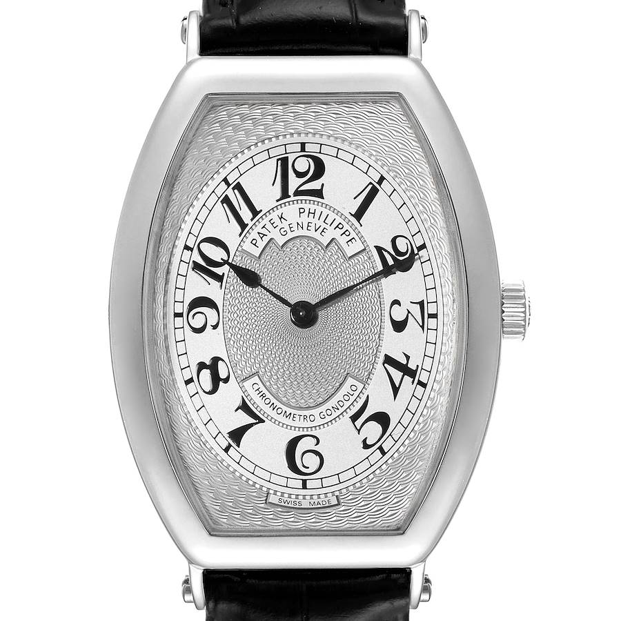 Patek Philippe Gondolo 18k Platinum Black Strap Mens Watch 5098 SwissWatchExpo
