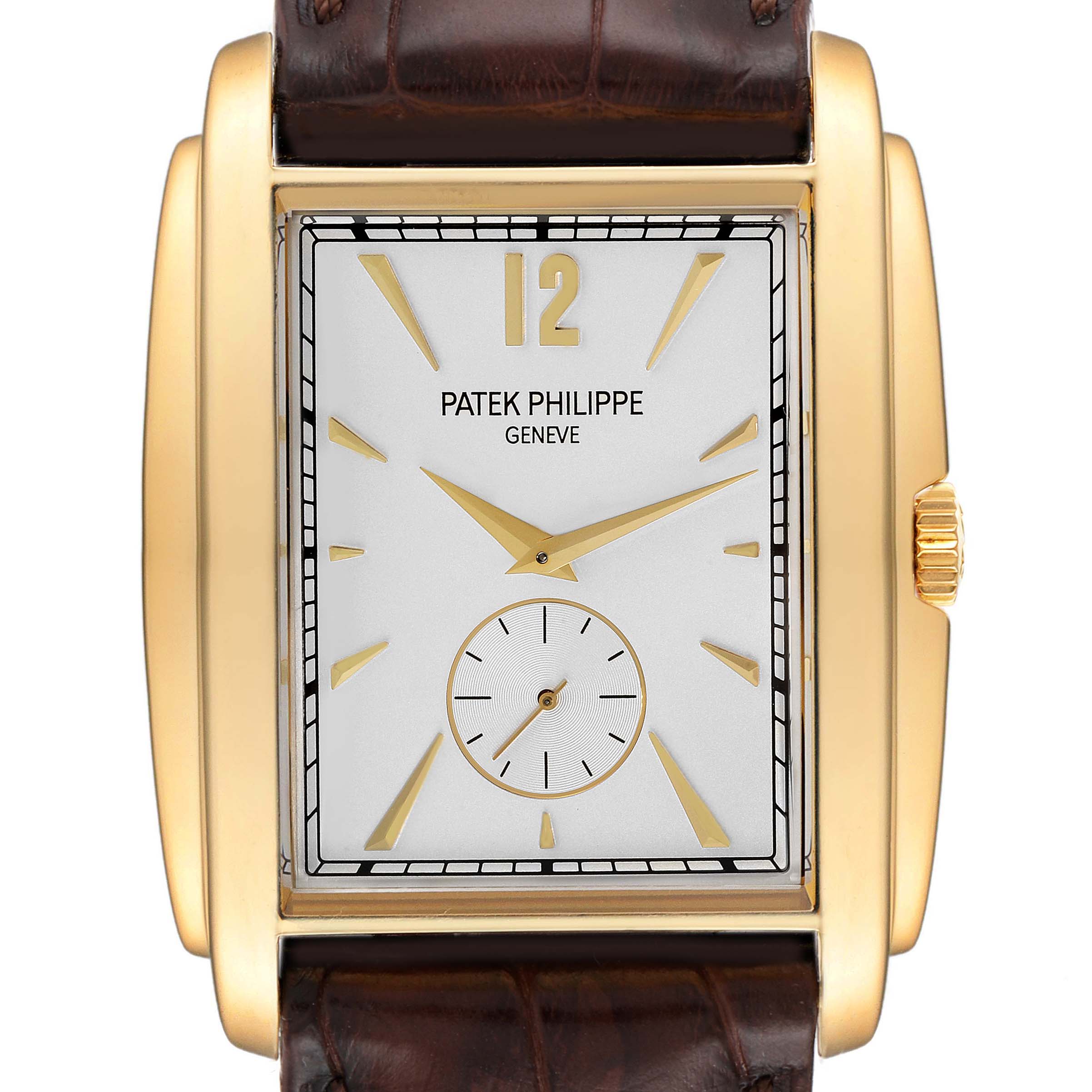 Patek Philippe Gondolo Small Seconds Yellow Gold Silver Dial Mens Watch 5124