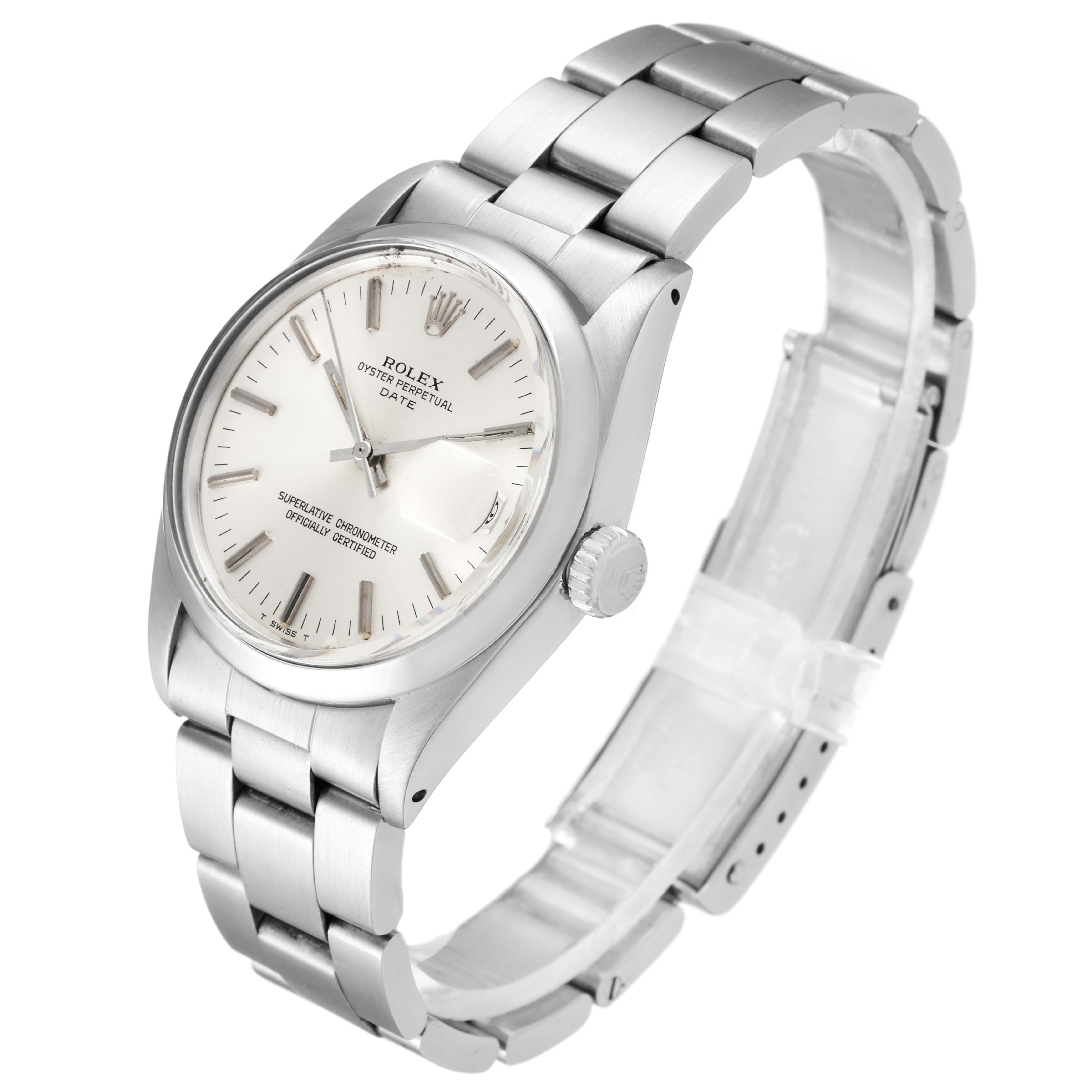 The Rolex Vintage Collection 1500 Men's Stainless Steel Silver Dial 1500 Men's Stainless Steel Silver Dial model watch is shown from a three-quarter angle, highlighting its bracelet, dial, and crown.
