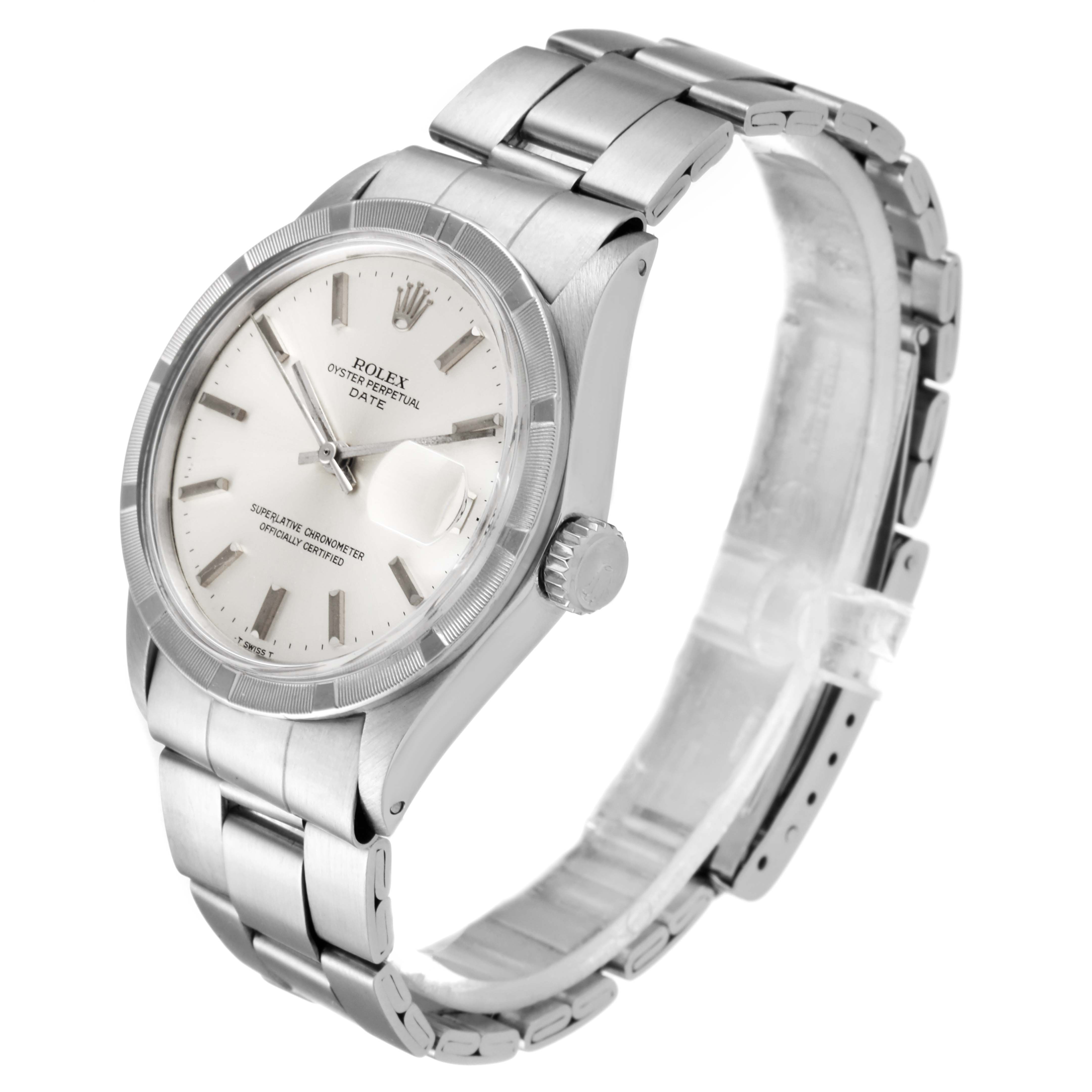 The Rolex Vintage Collection 1501 Men's Stainless Steel Silver Dial 1501 Men's Stainless Steel Silver Dial watch is shown at a slight angle, highlighting the dial, case, bracelet, and crown.