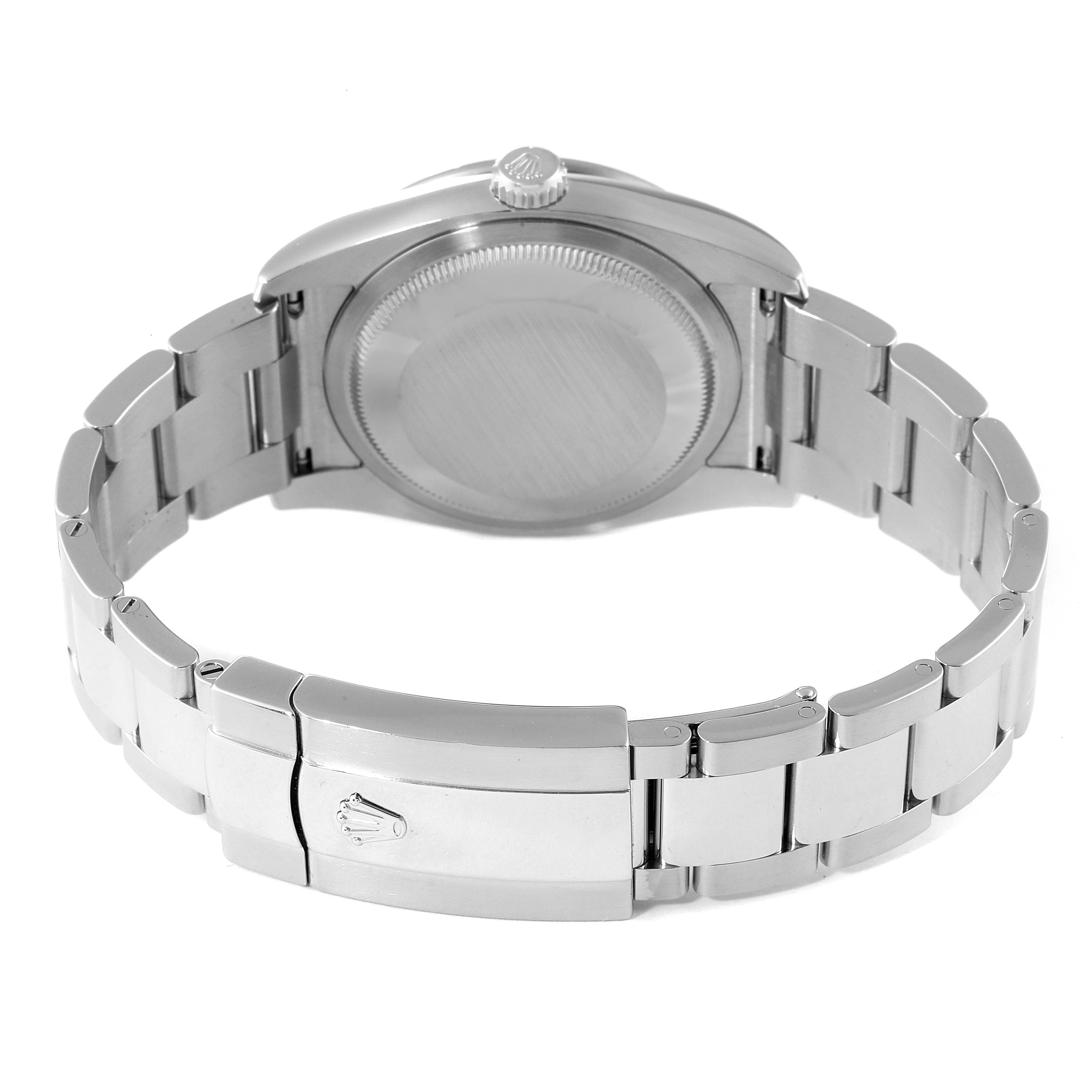 The image shows the back case and bracelet clasp of a Rolex Datejust 116244 Men
s Stainless Steel Black Dial 116244 Men
s Stainless Steel Black Dial watch.