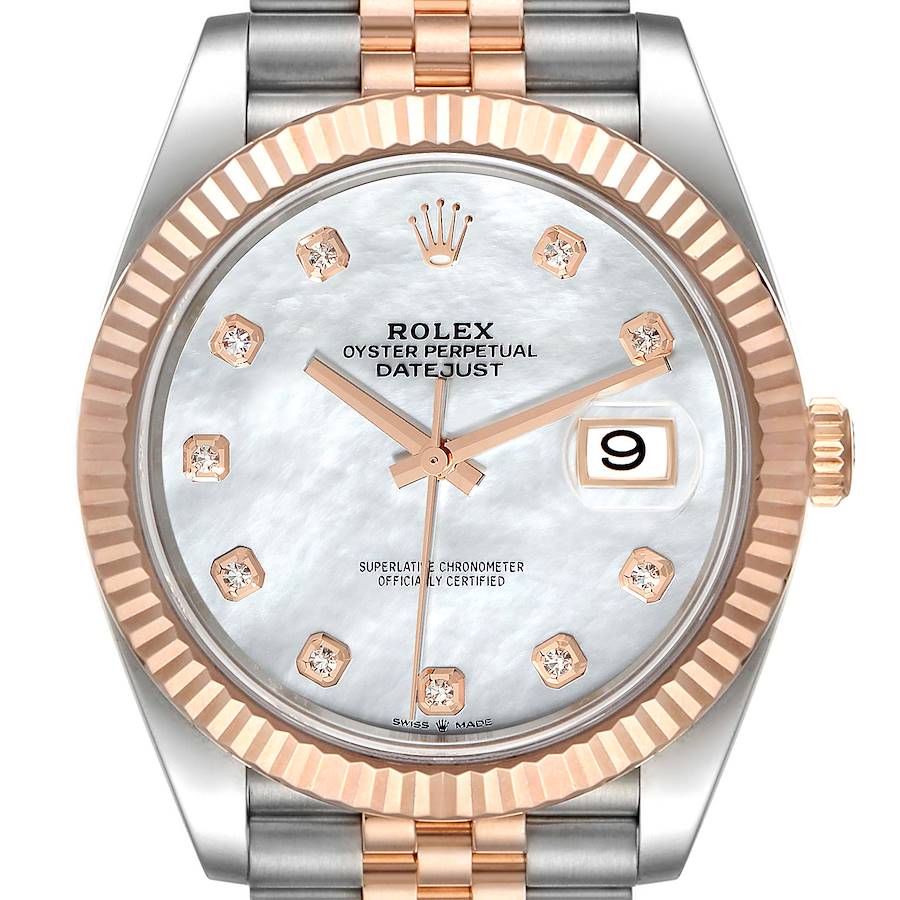 Rolex Datejust 41 Steel Everose Gold MOP Diamond Dial Mens Watch 126331 Unworn SwissWatchExpo