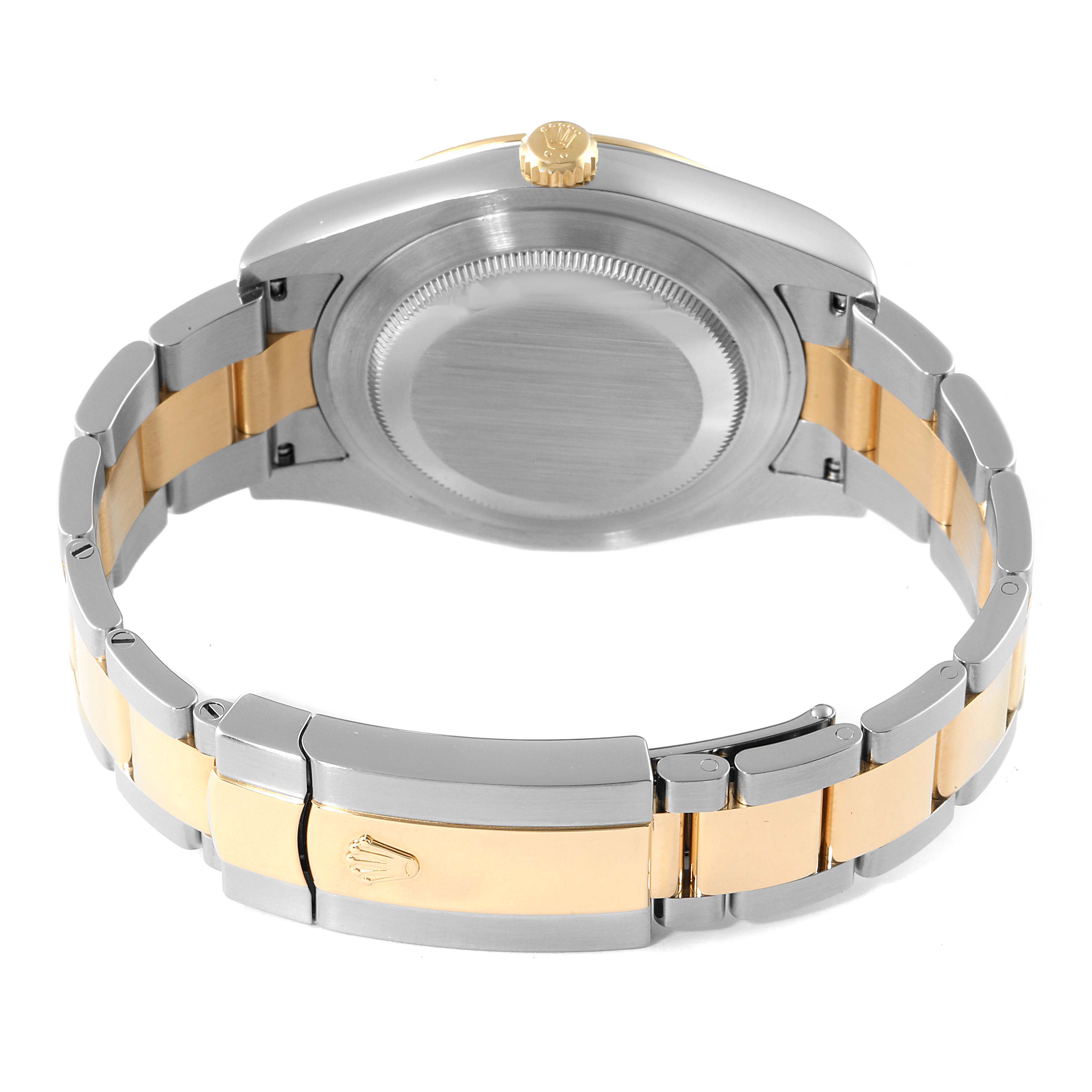 The image shows the back case and bracelet of a Rolex Datejust 41 116333 Men's Steel and Gold (two tone) Champagne Dial 116333 Men's Steel and Gold (two tone) Champagne Dial, highlighting the two-tone metal design and clasp.