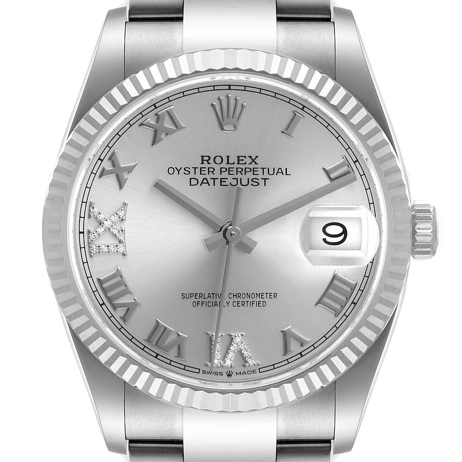 Rolex Datejust Steel White Gold Silver Dial Diamond Watch 126234 Unworn SwissWatchExpo