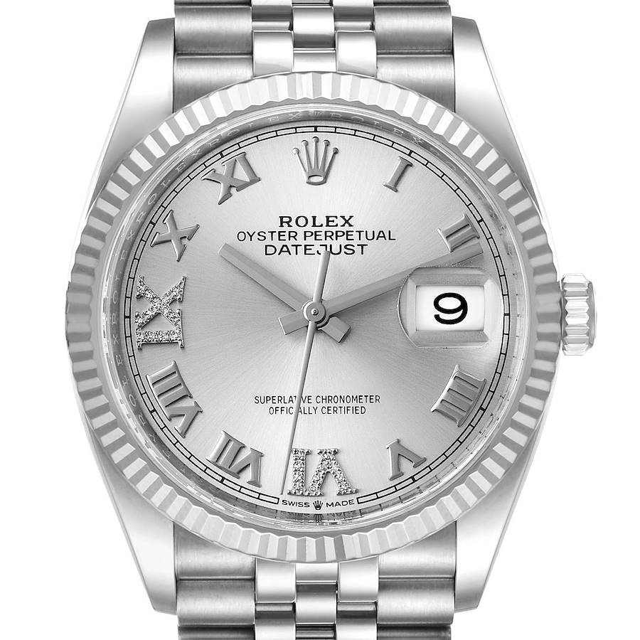 Rolex Datejust Steel White Gold Silver Diamond Dial Mens Watch 126234 Unworn SwissWatchExpo