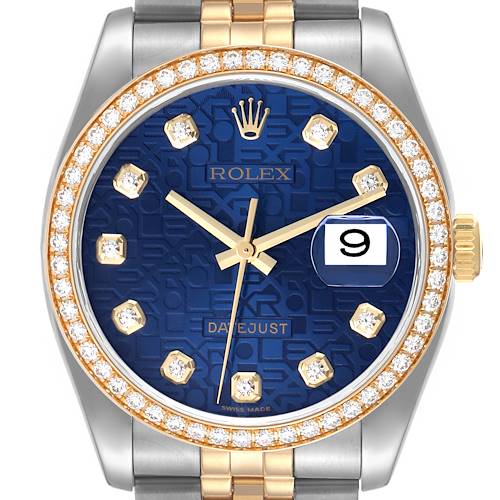Photo of Rolex Datejust Steel Yellow Gold Diamond Bezel Mens Watch 116243