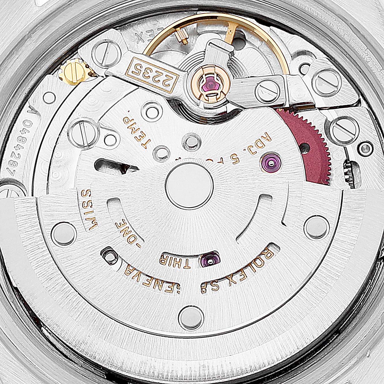 This is an image of the movement mechanism of a Rolex Datejust 79173 Women's Steel and Gold (two tone) Grey Dial 79173 Women's Steel and Gold (two tone) Grey Dial watch.