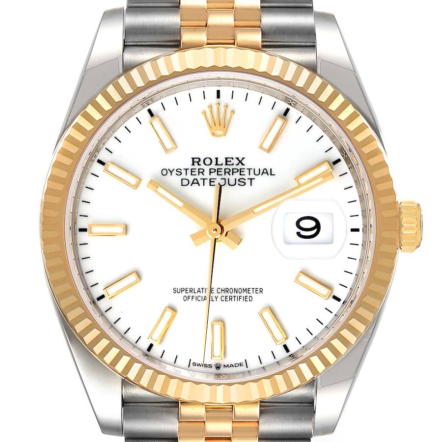 Rolex Datejust Steel Yellow Gold White Dial Mens Watch 126233 Unworn SwissWatchExpo