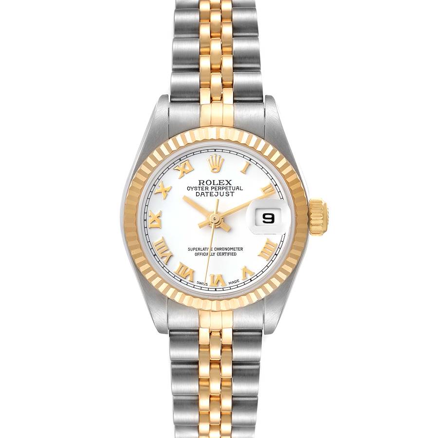 Rolex Datejust Steel Yellow Gold White Roman Dial Ladies Watch 79173 Box Papers SwissWatchExpo