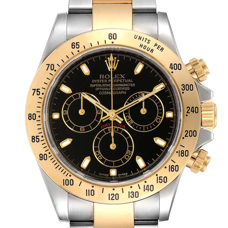 Rolex Daytona Steel Yellow Gold Black Dial Mens Watch 116523 Box Papers SwissWatchExpo