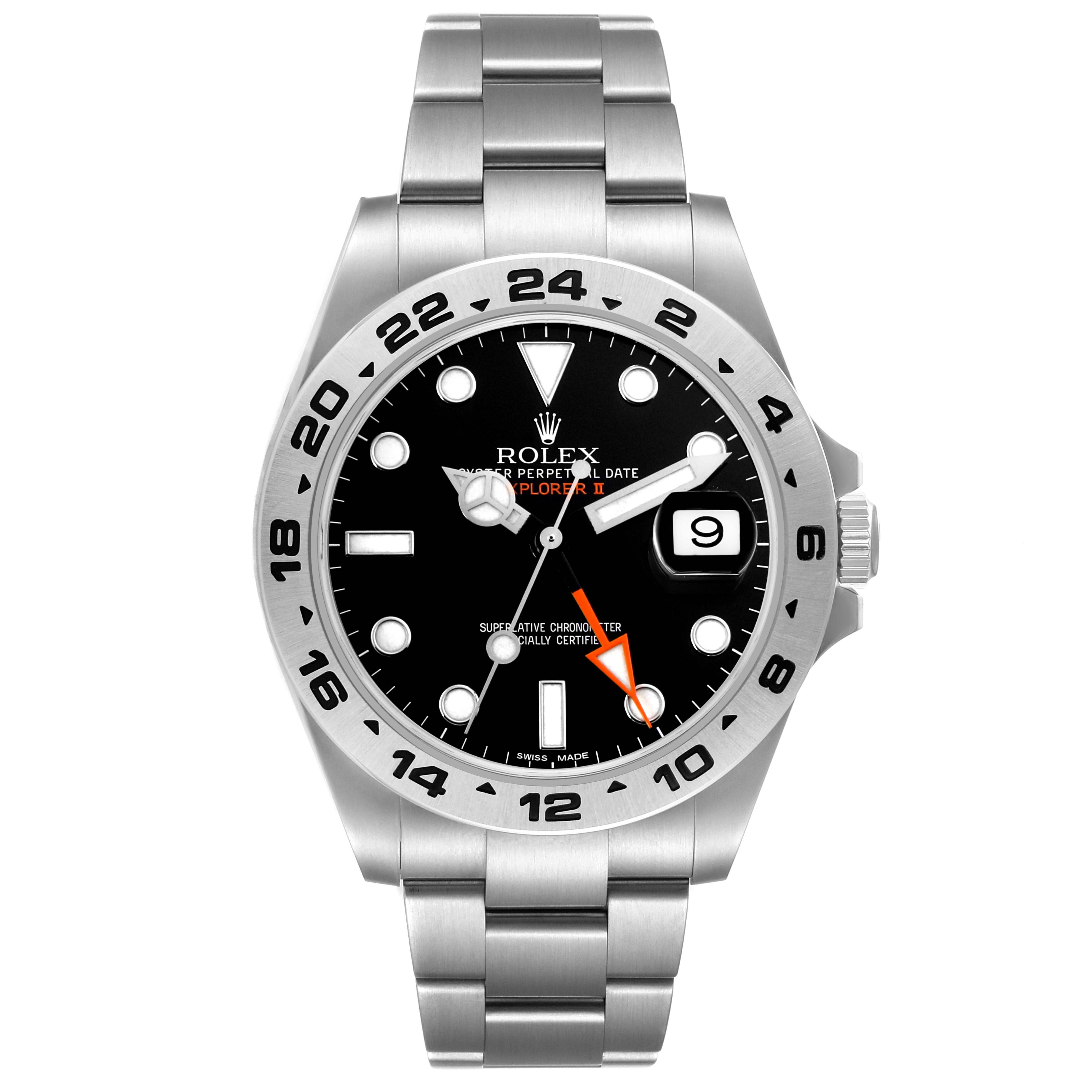 The Rolex Explorer 216570 Men's Stainless Steel Black Dial model is shown from the front, highlighting the dial, bezel, hands, date window, and bracelet.
