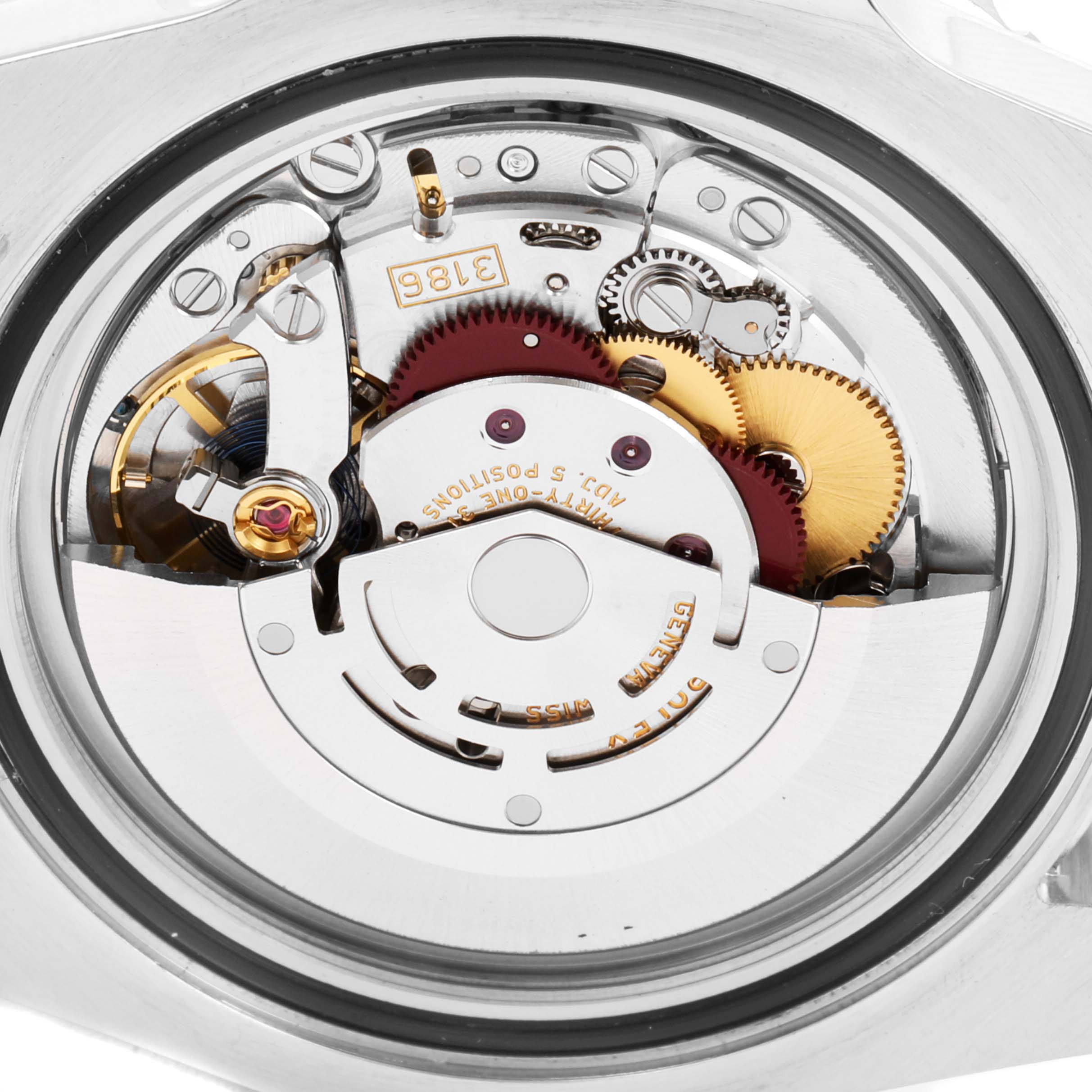 This Rolex GMT-Master 116710 Men's Stainless Steel Black Dial 116710 Men's Stainless Steel Black Dial watch image shows a close-up of its intricate movement mechanism from the back.