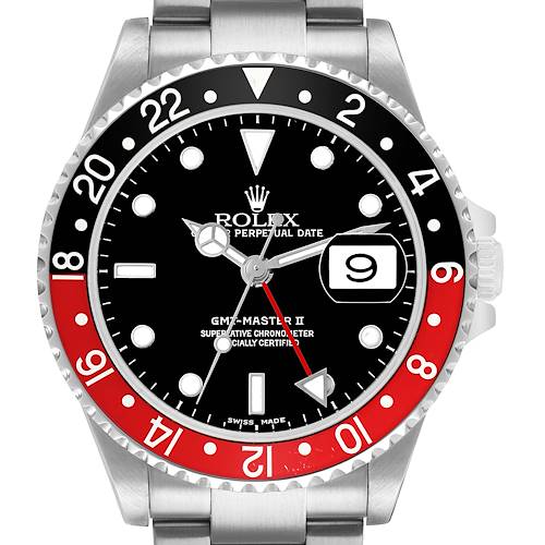 Photo of Rolex GMT Master II Steel Black Red Coke Bezel Mens Watch 16710