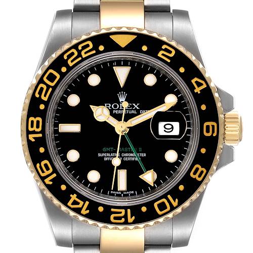 Photo of NOT FOR SALE Rolex GMT Master II Yellow Gold Steel Black Dial Mens Watch 116713 Box Card PARTIAL PAYMENT
