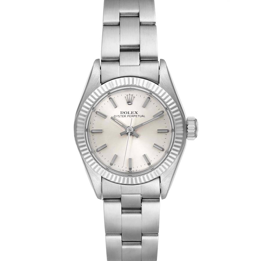 Rolex Non-Date Steel 18k White Gold Silver Dial Ladies Watch 6719 SwissWatchExpo