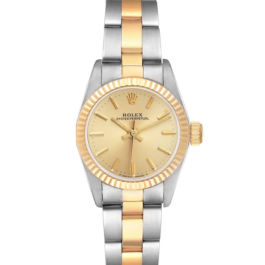 Rolex Oyster Perpetual Steel Yellow Gold Champagne Dial Ladies Watch 67193 SwissWatchExpo