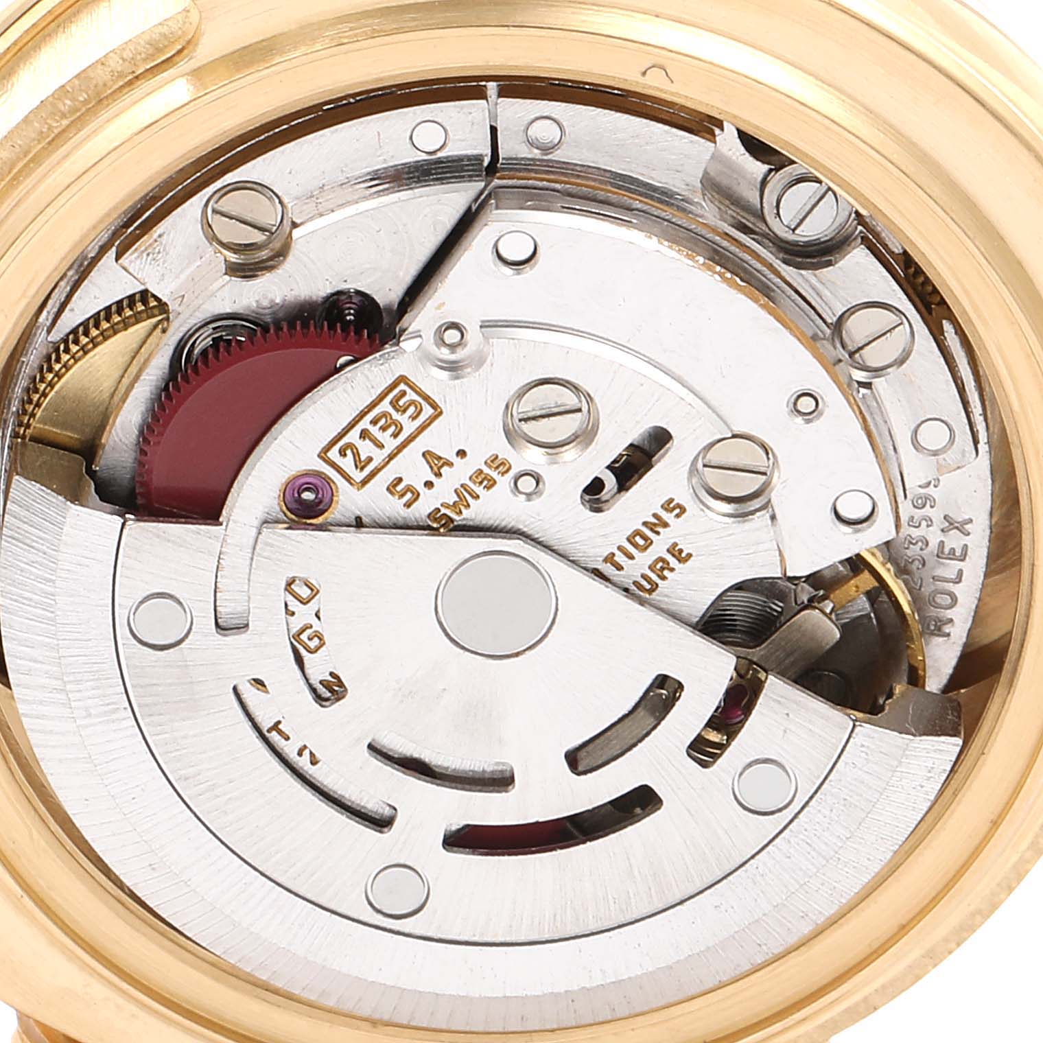 This image shows the Rolex Pearlmaster 69318 Women
s Yellow Gold White Dial 69318 Women
s Yellow Gold White Dial watch movement from a top-down angle.