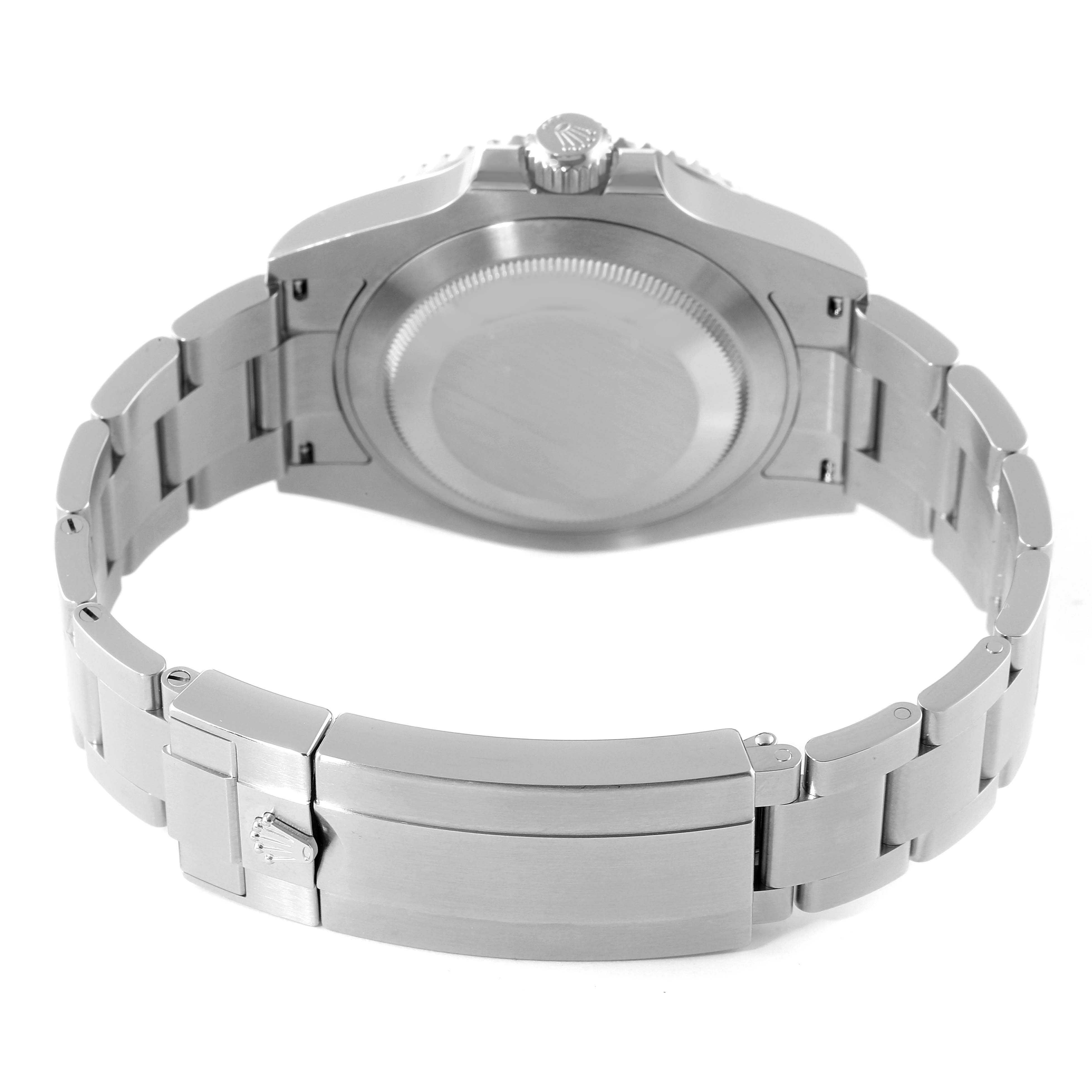 The image shows the back view of a Rolex Submariner 126610LV Men's Stainless Steel Black Dial 126610LV Men's Stainless Steel Black Dial watch, highlighting the case back and bracelet with clasp.