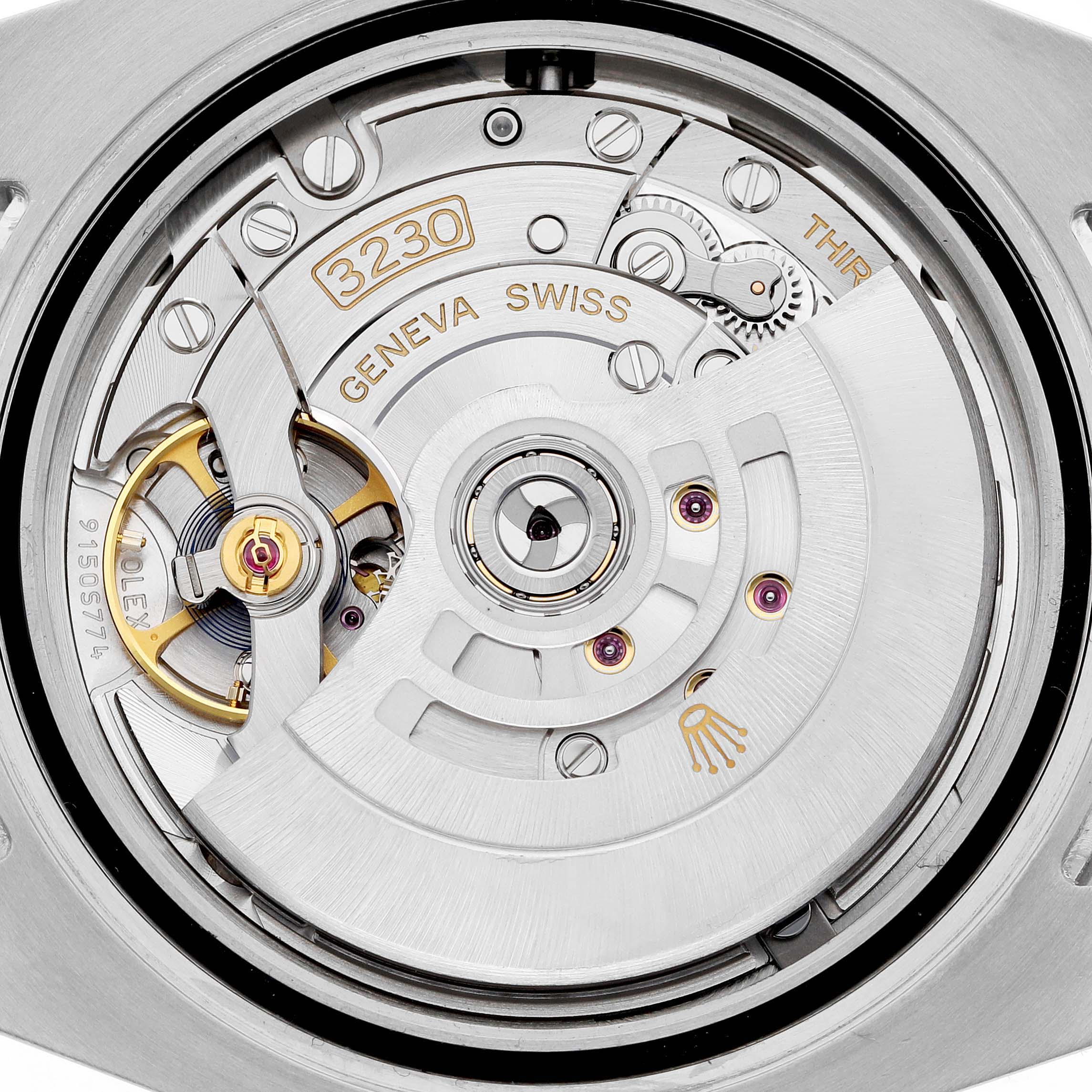 The image shows the movement and rotor mechanism of a Rolex Submariner 124060 Men's Stainless Steel Black Dial watch from a top-down angle.