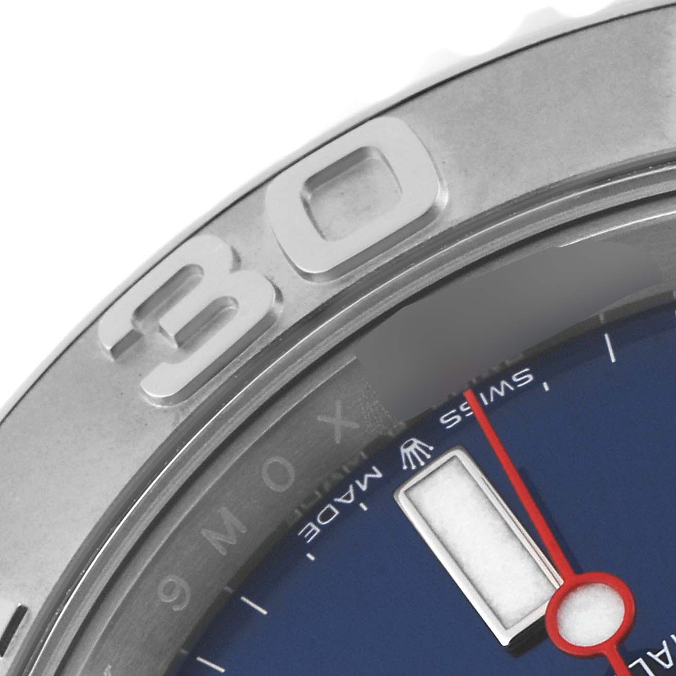 This close-up image shows part of the bezel and face of a Rolex Yacht-Master 126622 Men's Stainless Steel Blue Dial 126622 Men's Stainless Steel Blue Dial watch, focusing on the inner dial and the "30" marker.