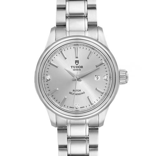 Photo of Tudor Style 28mm Silver Diamond Dial Steel Ladies Watch M12100 Unworn