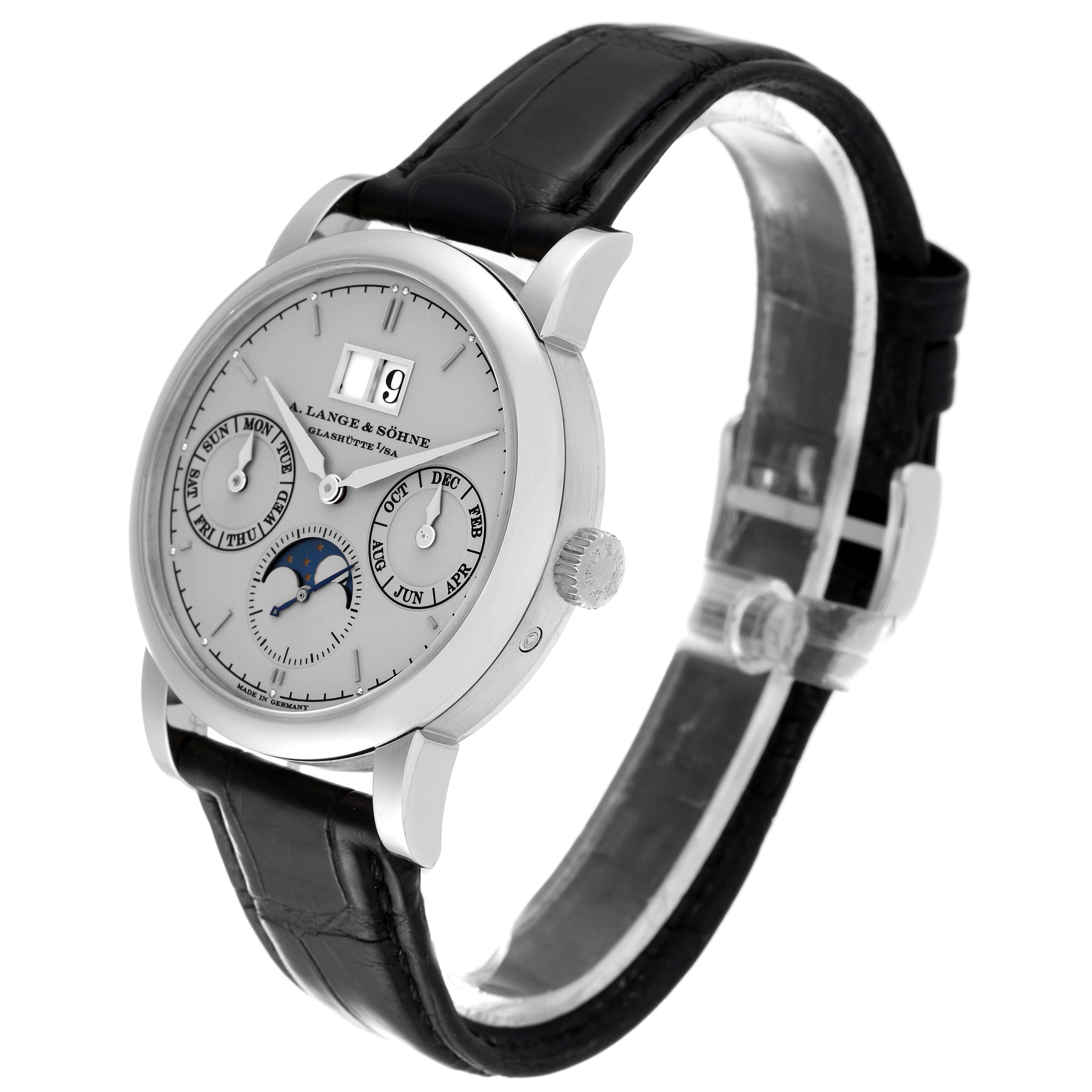 A. Lange and Sohne Saxonia Annual Calendar Platinum Mens Watch 330.025