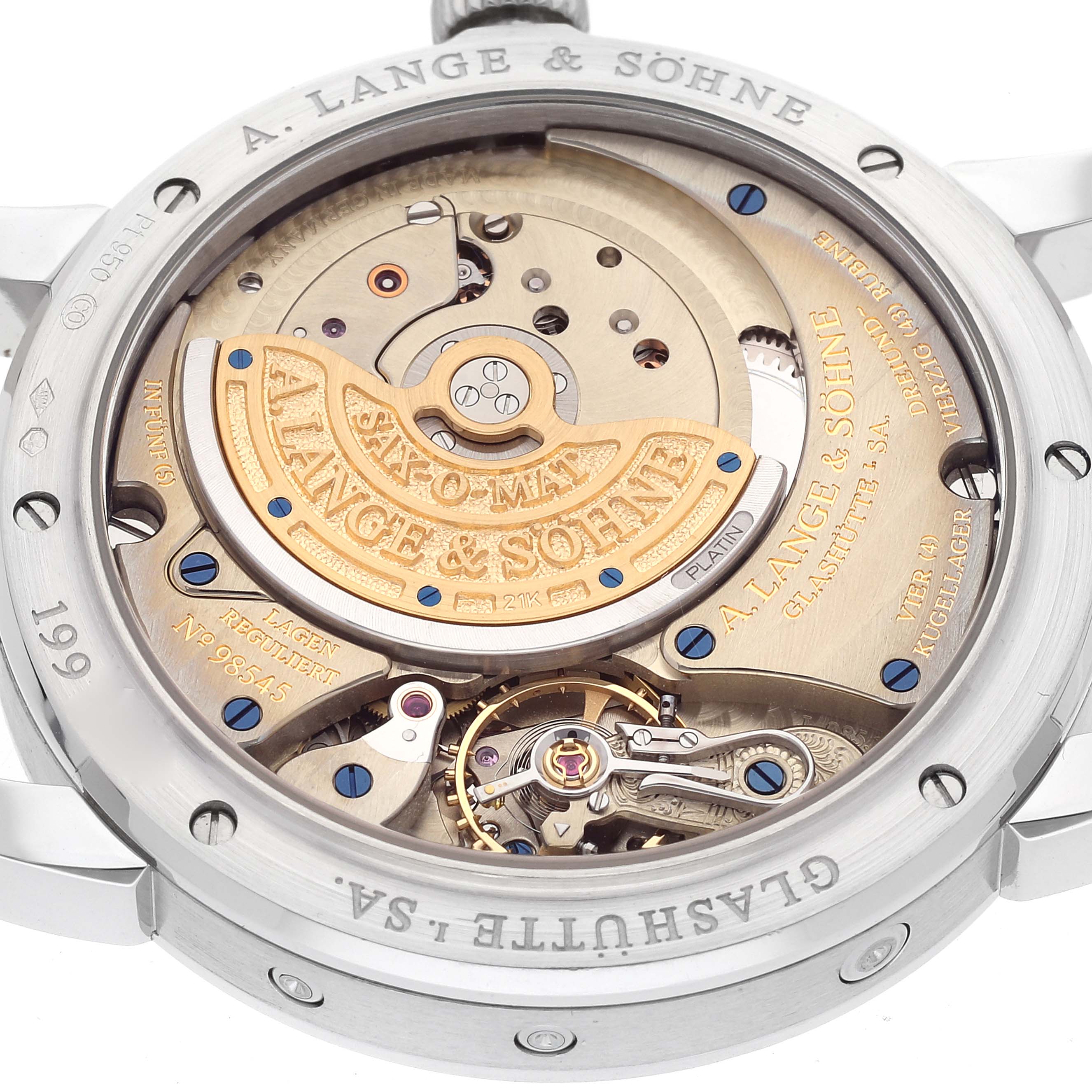 A. Lange and Sohne Saxonia Annual Calendar Platinum Mens Watch 330.025