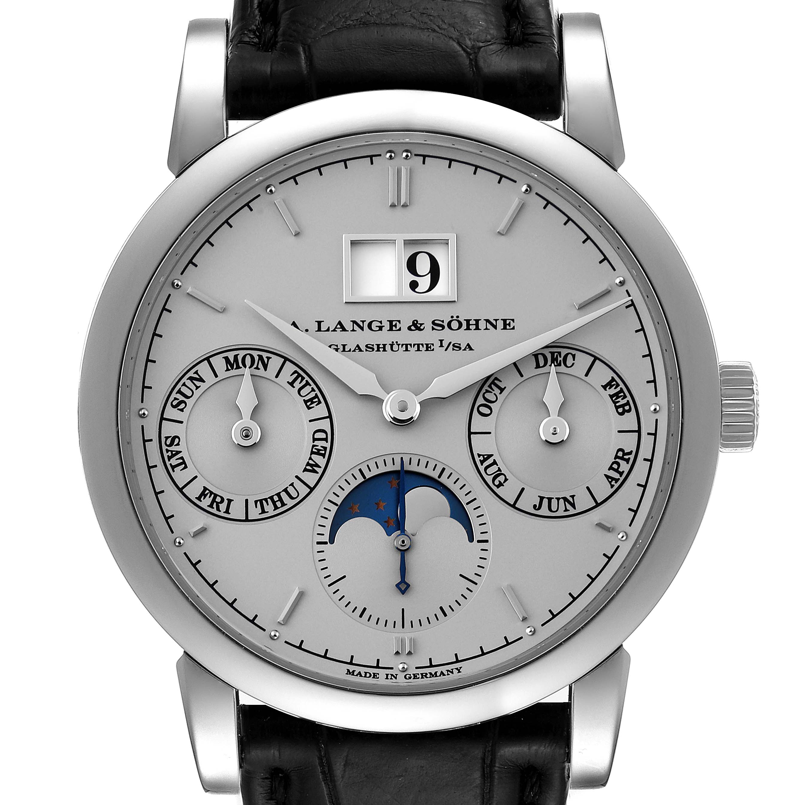 A. Lange and Sohne Saxonia Annual Calendar Platinum Mens Watch 330.025