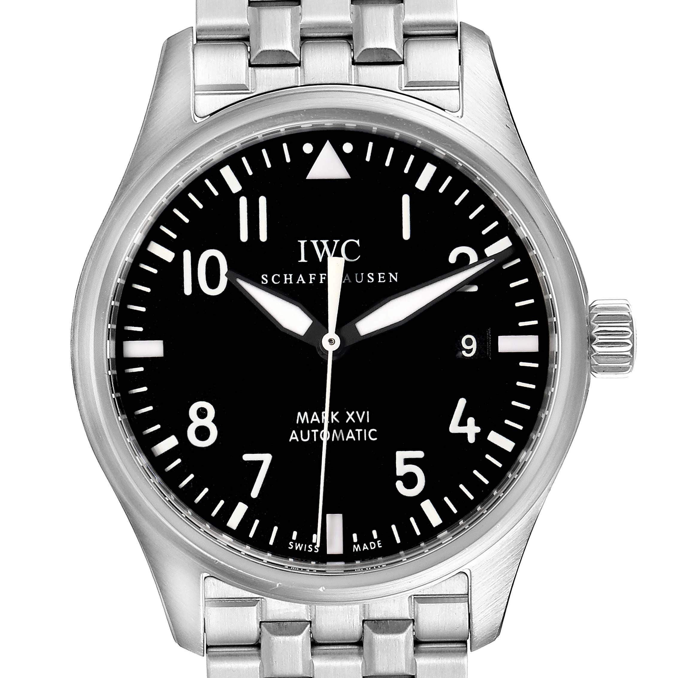 IWC Pilot Mark XVI Black Dial Steel Mens Watch IW325504 Box Papers