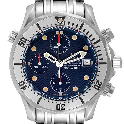Photo of Omega Seamaster Chronograph Blue Dial Steel Mens Watch 2598.80.00 Box Card