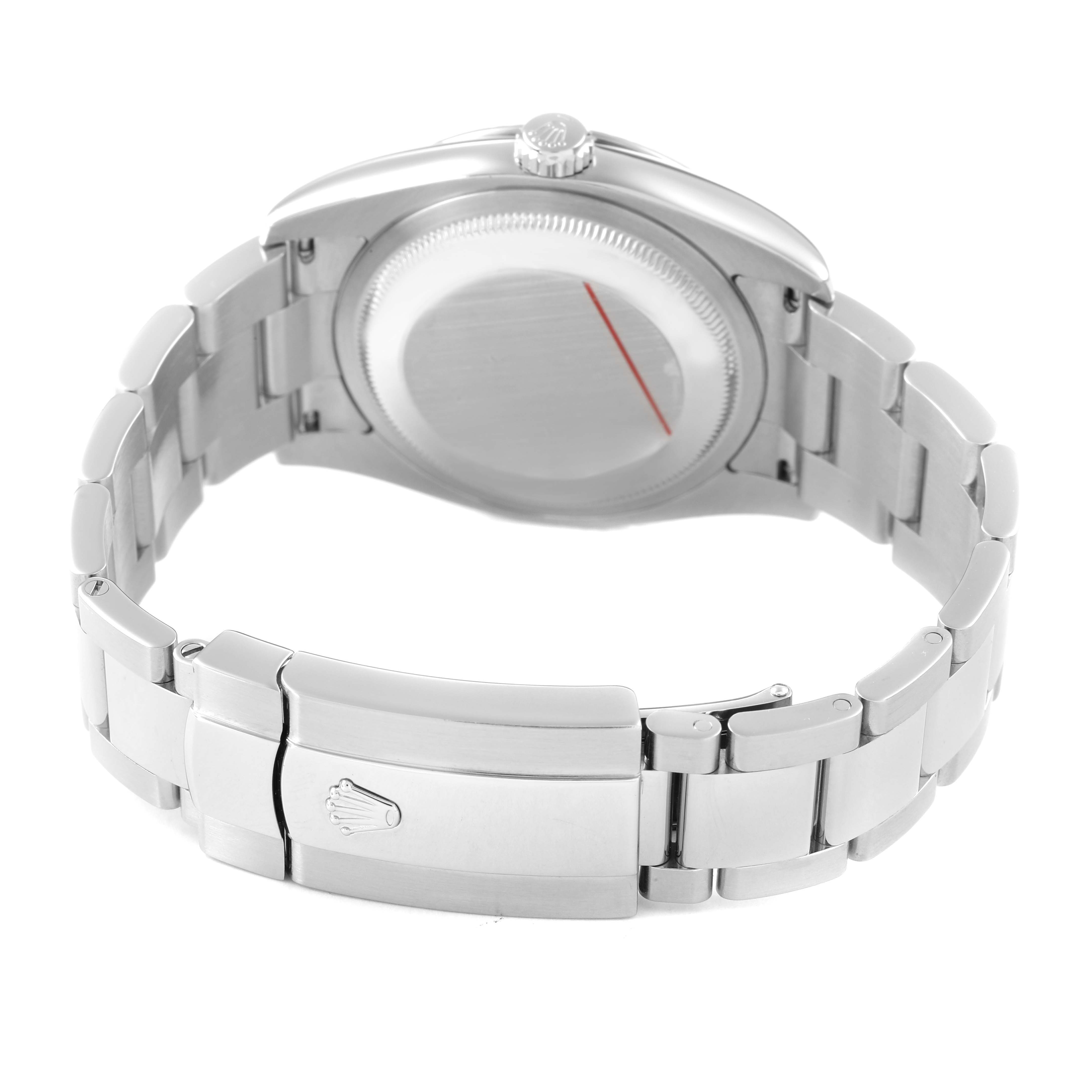 The image shows the back and bracelet of an Omega Speedmaster 329.30.44.51.04.001 Men's Stainless Steel Silver Dial, displayed at an angle focusing on the clasp and case back.