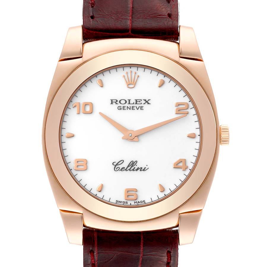 Rolex Cellini Cestello Rose Gold White Dial Mens Watch 5330 SwissWatchExpo