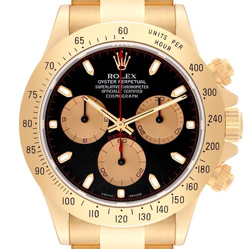 Photo of Rolex Cosmograph Daytona Yellow Gold Black Dial Mens Watch 116528