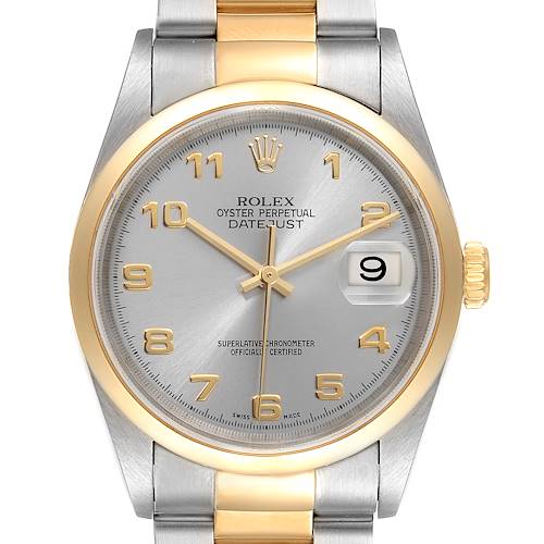 Photo of Rolex Datejust 36 Steel Yellow Gold Slate Arabic Dial Mens Watch 16203