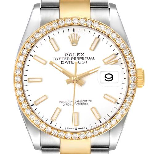 Photo of Rolex Datejust 36 Steel Yellow Gold White Dial Diamond Watch 126283
