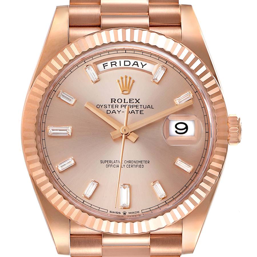 Rolex Day-Date 40 President Rose Gold Sundust Dial Watch 228235 Box Card SwissWatchExpo