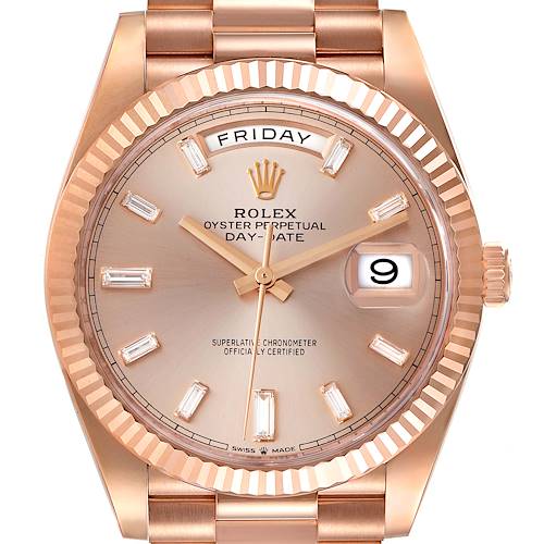 Photo of Rolex Day-Date 40 President Rose Gold Sundust Dial Watch 228235 Box Card
