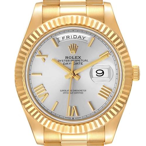 Photo of Rolex Day-Date II 41 President Yellow Gold Silver Dial Mens Watch 218238