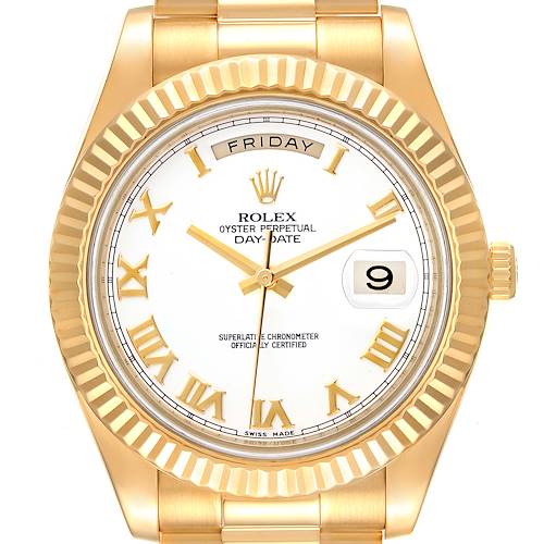 Photo of Rolex Day-Date II 41 President Yellow Gold White Dial Mens Watch 218238