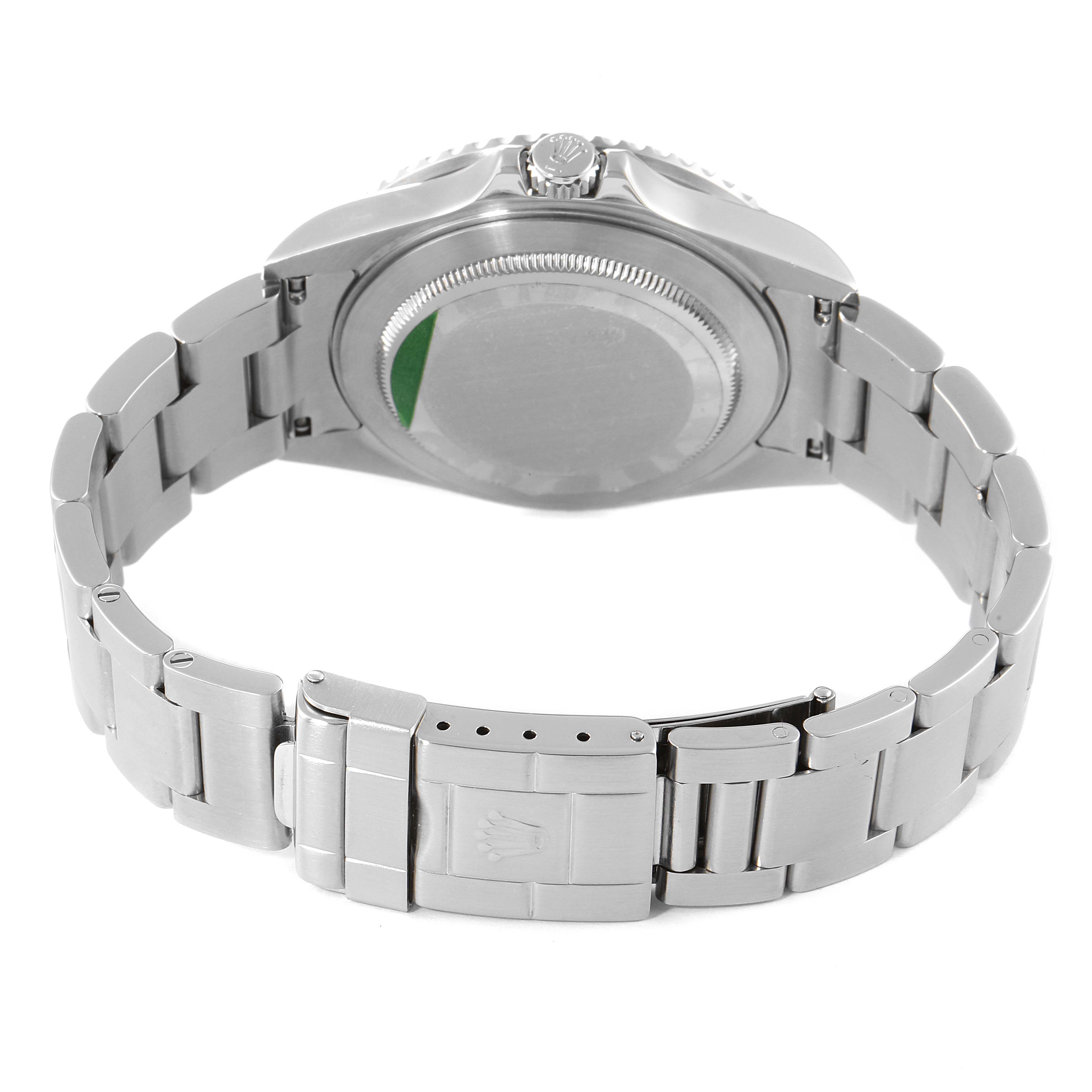 The image shows the back case and bracelet of a Rolex GMT-Master 16710 Men
s Stainless Steel Black Dial 16710 Men
s Stainless Steel Black Dial watch, taken from a rear angle.