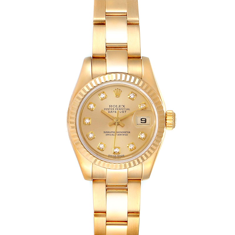 Rolex President Datejust Yellow Gold Diamond Ladies Watch 179178 Box Papers SwissWatchExpo