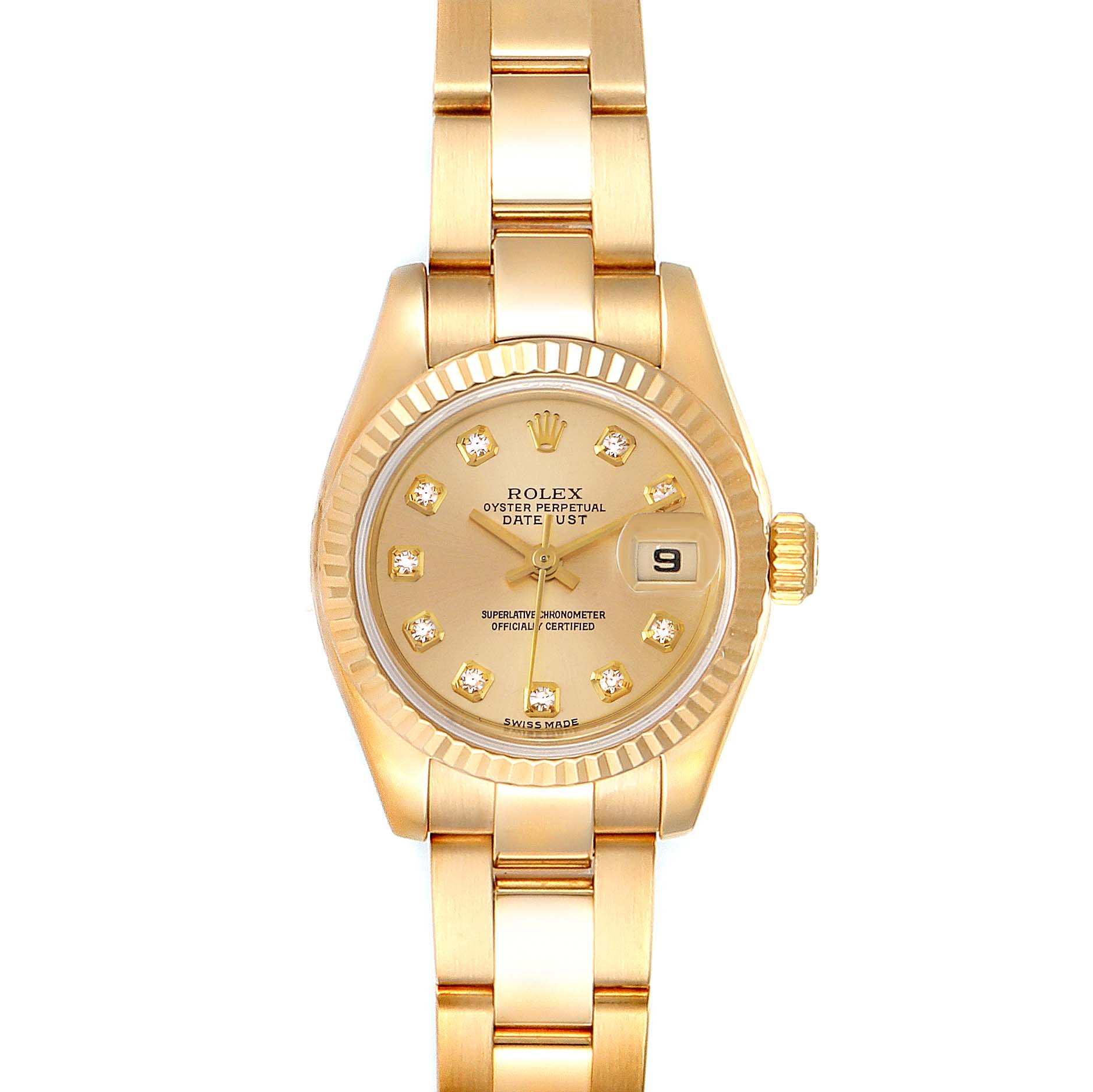 Rolex President Datejust Yellow Gold Diamond Ladies Watch 179178 Box ...