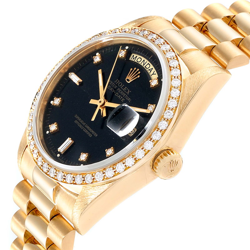 Rolex President Day-Date Yellow Gold Diamond Dial Bezel Watch 18038 ...