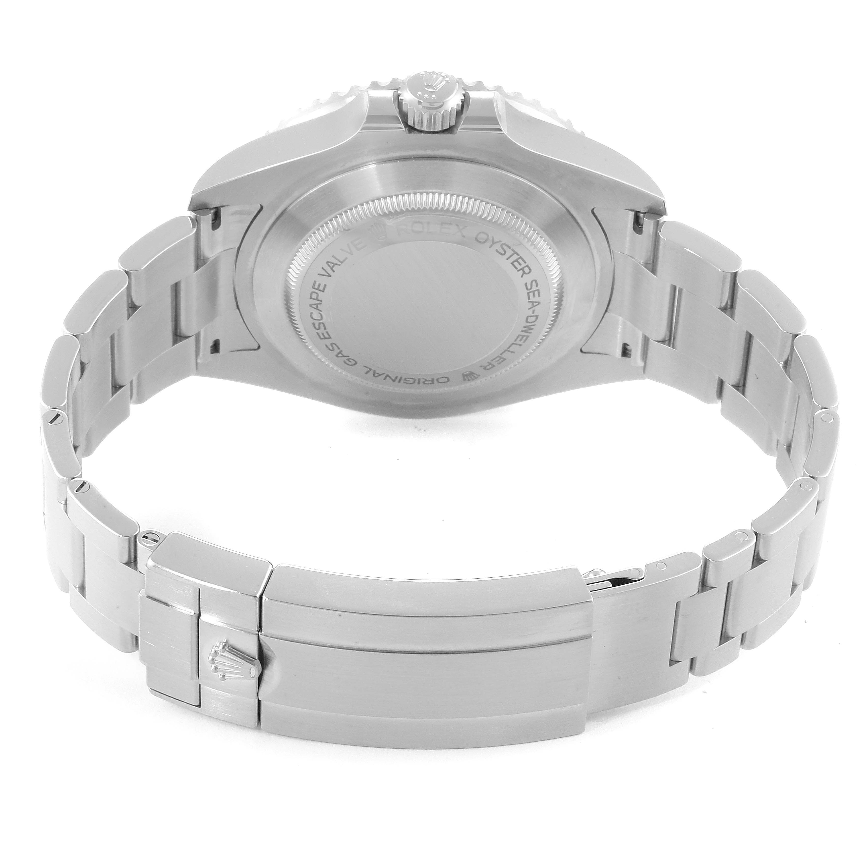 The image shows the backside and bracelet of the Rolex Sea-Dweller 126600 Men
s Stainless Steel Black Dial 126600 Men
s Stainless Steel Black Dial watch, including its case back and clasp.