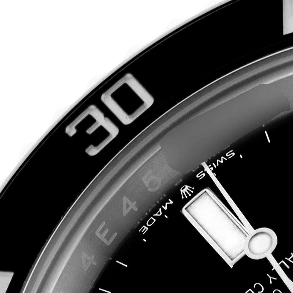 The image shows a close-up of the bezel and partial dial of a Rolex Submariner 126610LN Men's Stainless Steel Black Dial 126610LN Men's Stainless Steel Black Dial, focusing on the "30" mark and part of the minute hand.