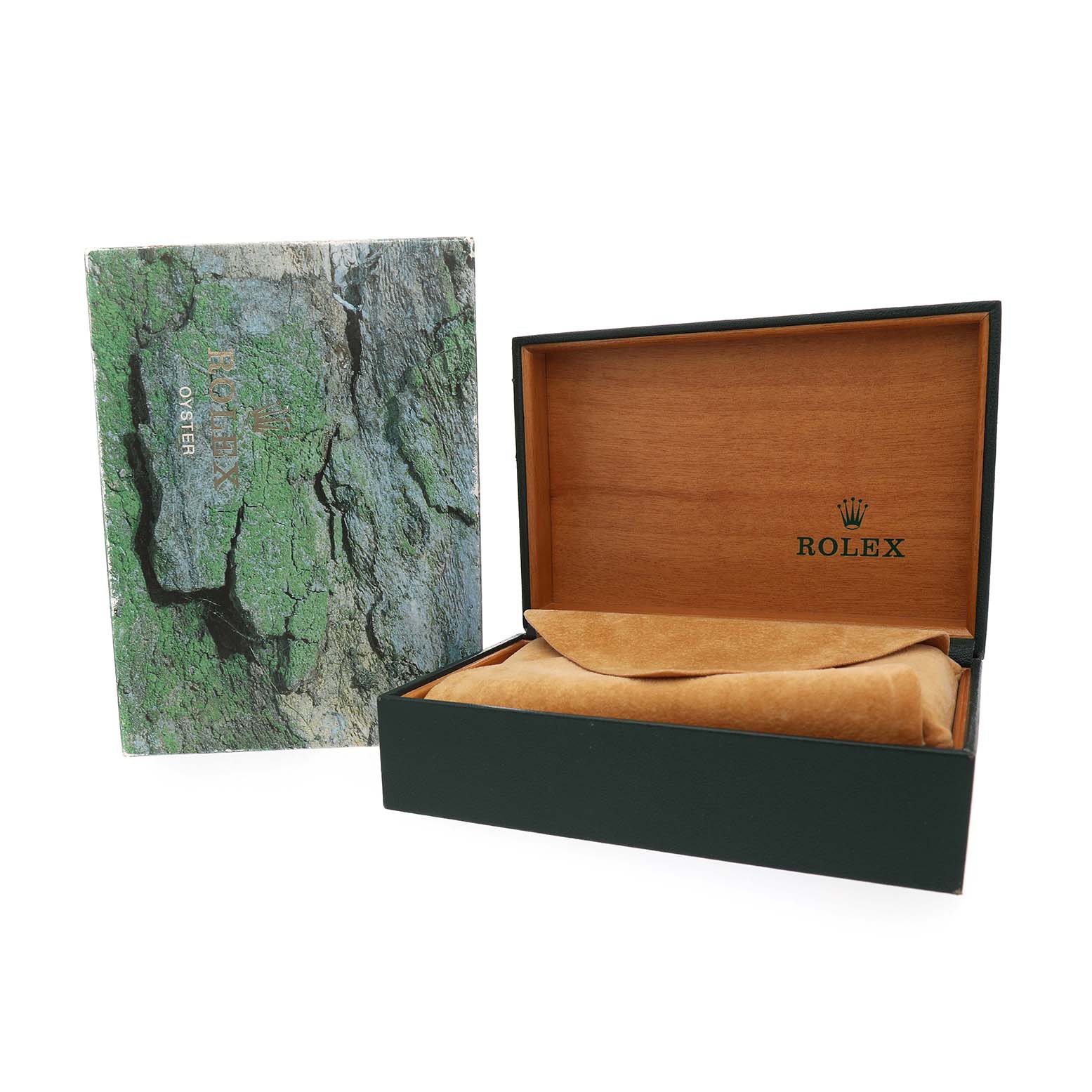 The image shows a Rolex Yacht-Master 169623 Women's Steel and Gold (two tone) White Dial watch box and protective sleeve from a front angle.