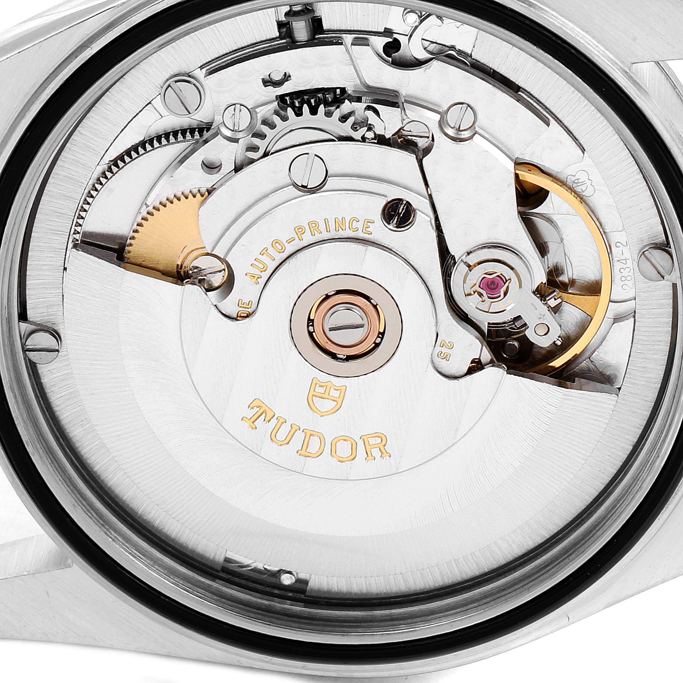 The image shows the movement mechanism of a Tudor Prince 76213 Men's Steel and Gold (two tone) Silver Dial 76213 Men's Steel and Gold (two tone) Silver Dial watch.