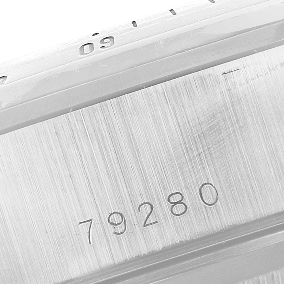 The image shows a close-up of the case side and bezel of a Tudor Prince model watch with the number 79280 engraved.