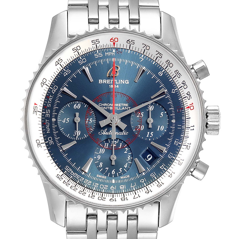 Breitling Navitimer Montbrillant 01 Blue Dial Limited Edition Watch AB0130 SwissWatchExpo